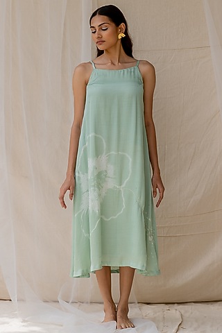 Mint Hand Painted Dress by Nirjara