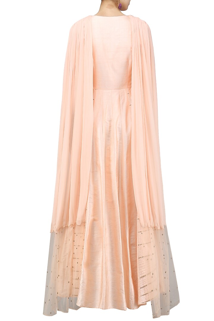 Rose pink embroidered anarakali with drape dupatta available only at Pernia's Pop Up Shop.