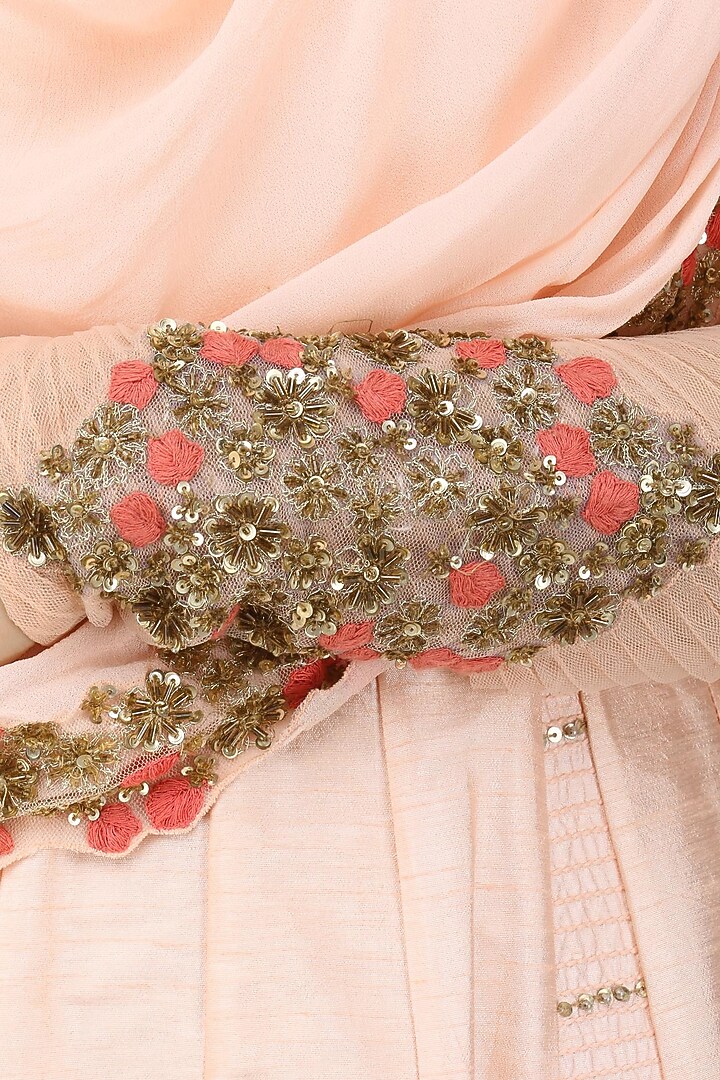 Rose pink embroidered anarakali with drape dupatta available only at Pernia's Pop Up Shop.