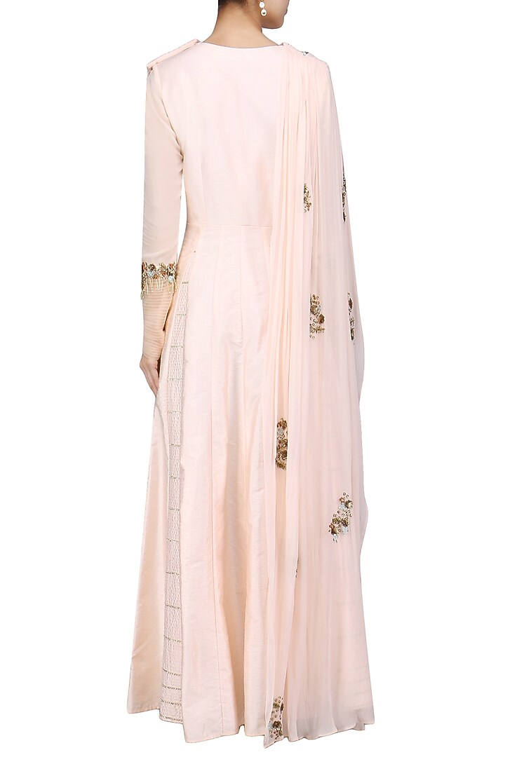 Rose Pink embroidered drape anarkali available only at Pernia's Pop Up Shop.