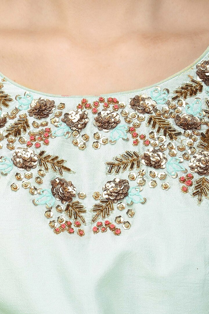 Powder Blue embroidered crop top and skirt set available only at Pernia's Pop Up Shop.
