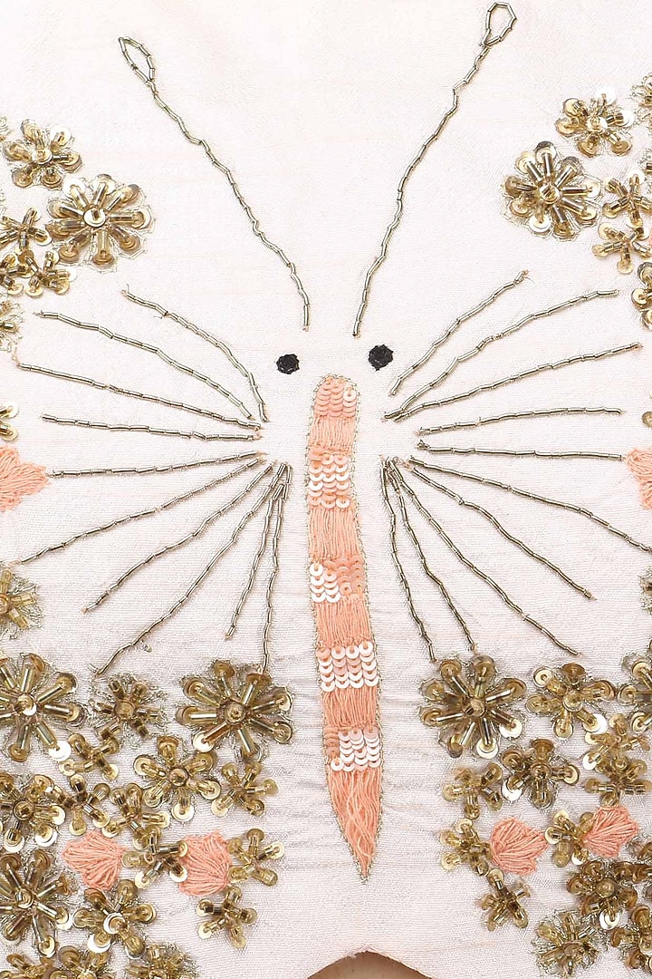 Baby pink butterfly embroidered crop top and skirt set available only at Pernia's Pop Up Shop.