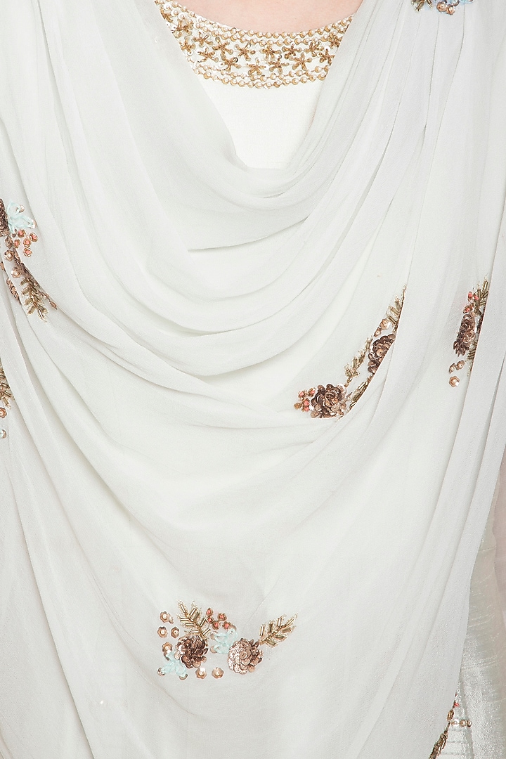 Powder blue embroidered drape Wedding Anarkali gown by Shikha and Nitika at Pernia's Pop Up Shop
