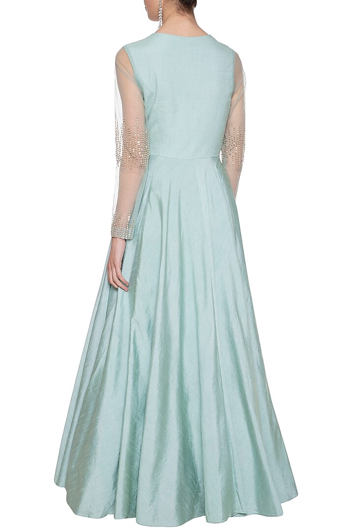 Sea green embroidered Engagement Gown by Shikha and Nitika at Pernia's Pop Up Shop