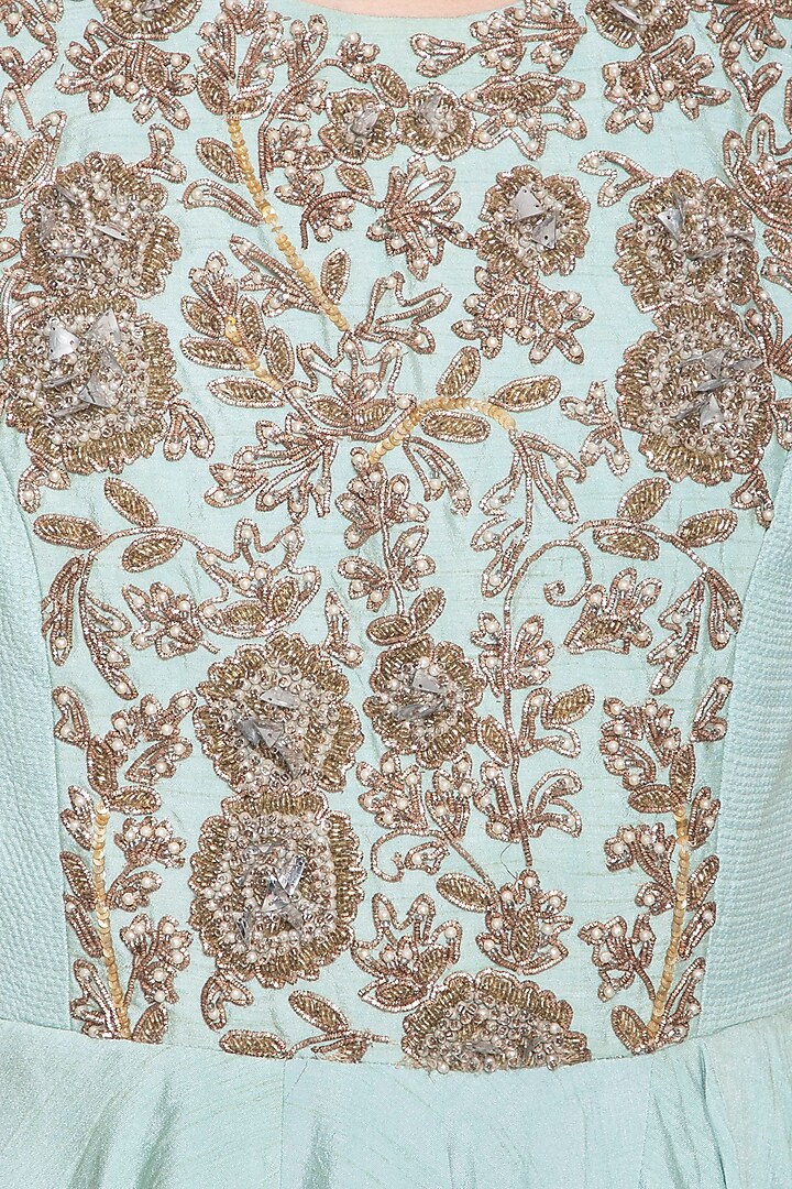 Sea green embroidered Engagement Gown by Shikha and Nitika at Pernia's Pop Up Shop