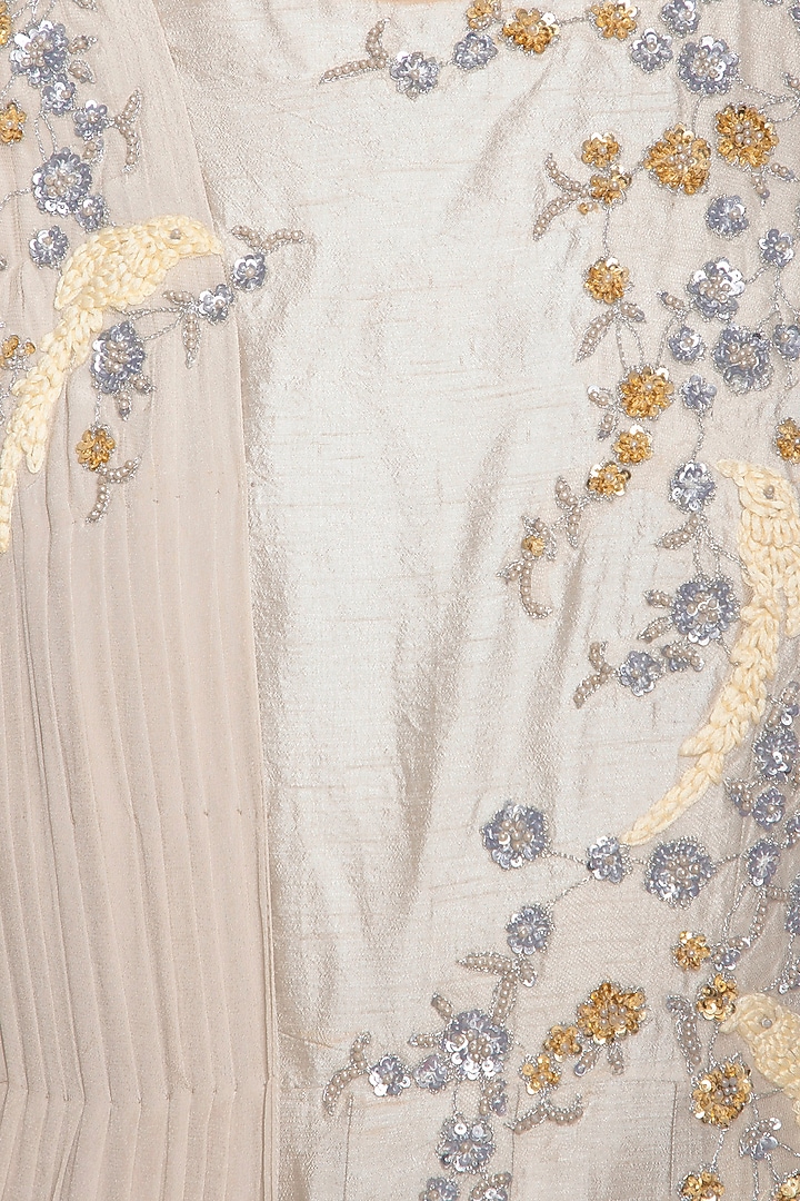 Light grey embroidered Wedding Anarkali gown by Shikha and Nitika at Pernia's Pop Up Shop