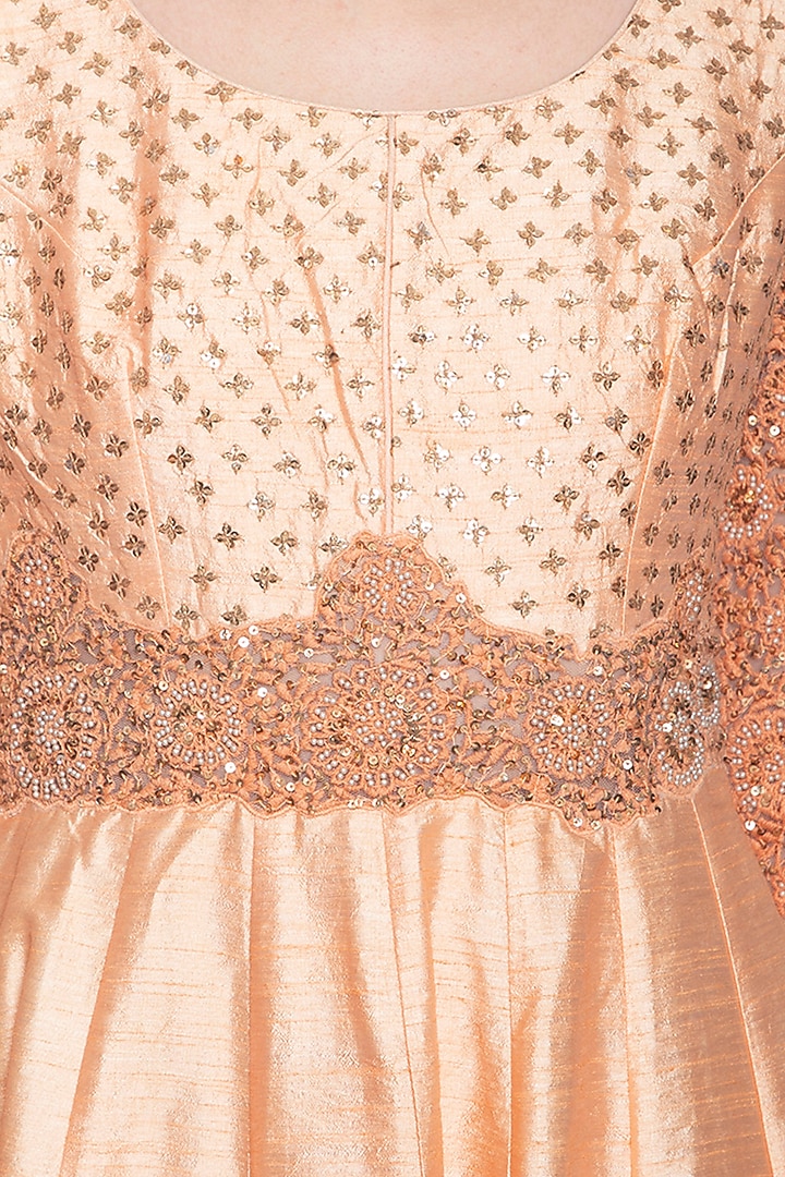 Peach embroidered Wedding Anarkali set by Shikha and Nitika at Pernia's Pop Up Shop