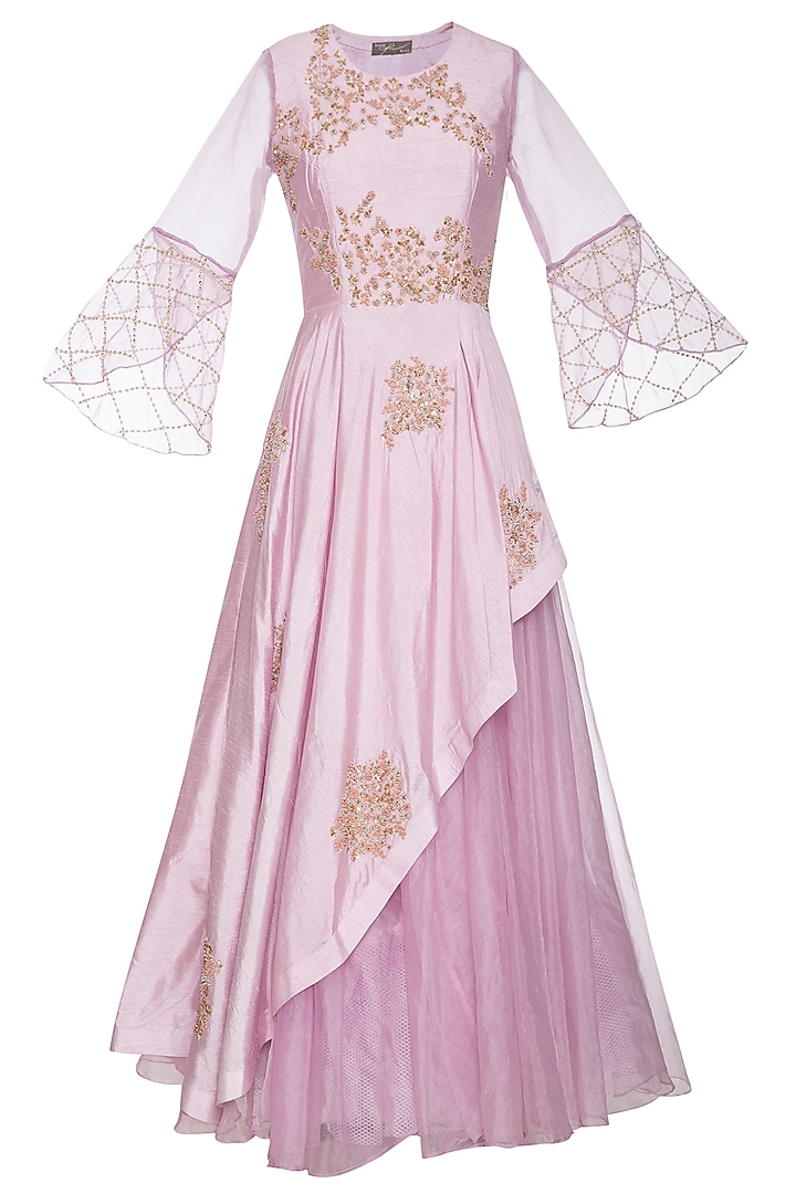 Lavender embroidered anarkali gown by Shikha and Nitika