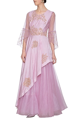 Lavender embroidered anarkali gown by Shikha and Nitika