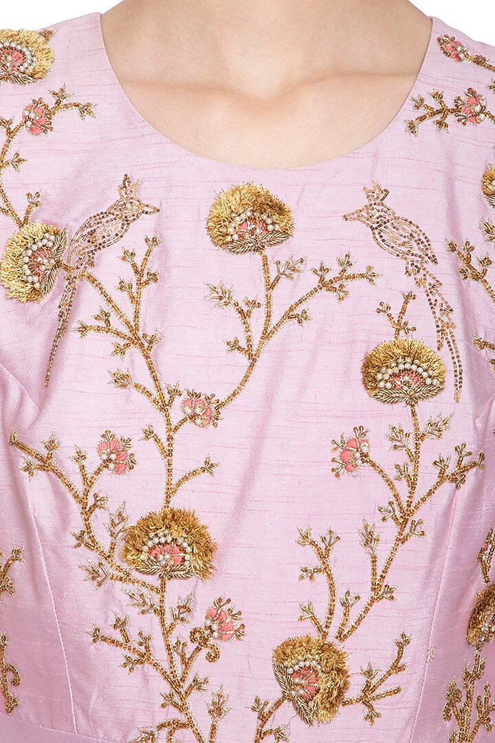 Lavender embroidered drape Wedding Anarkali gown by Shikha and Nitika at Pernia's Pop Up Shop