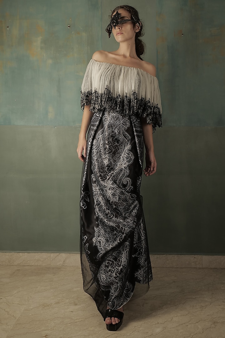 Black & White Embroidered Maxi Dress by Nidhi Yasha at Pernia's Pop Up Shop