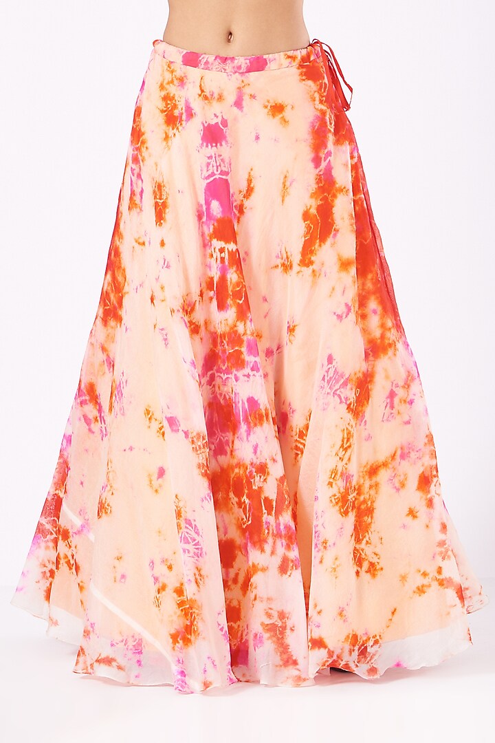Bright Orange Hand Tie-Dyed Wedding Lehenga Set by Naina Jain at Pernia's Pop Up Shop