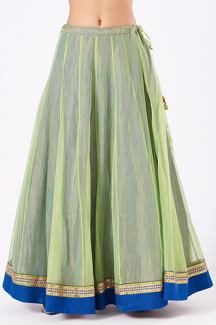 Mint & Cobalt Blue Embroidered Wedding Lehenga Set by Naina Jain at Pernia's Pop Up Shop