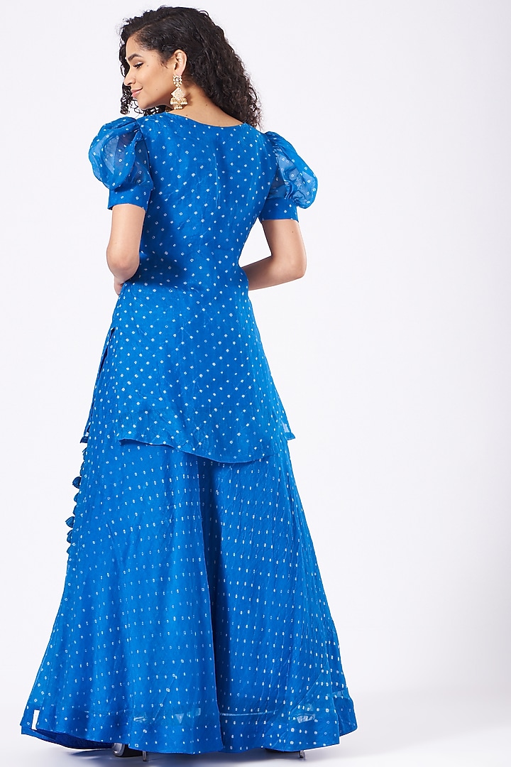 Sapphire Blue Printed Wedding Lehenga Set by Naina Jain at Pernia's Pop Up Shop