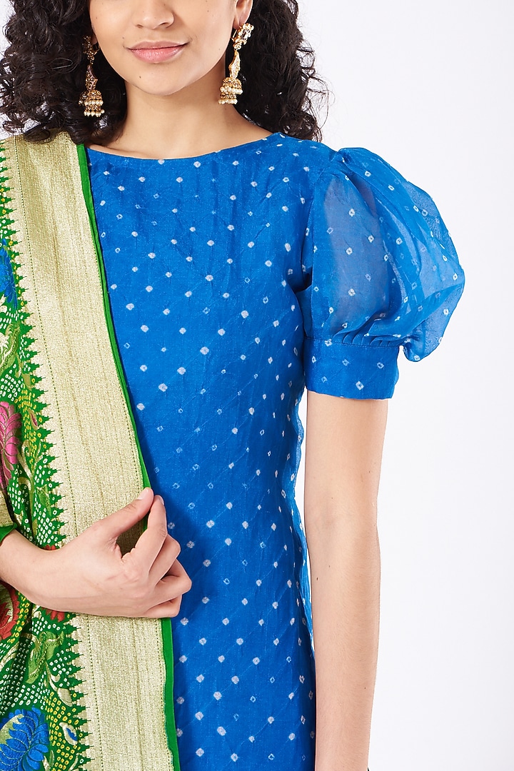 Sapphire Blue Printed Wedding Lehenga Set by Naina Jain at Pernia's Pop Up Shop