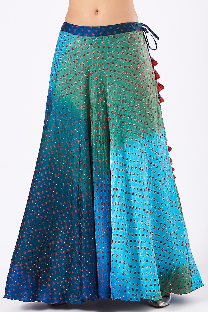 Cobalt Blue Shaded Printed & Embroidered Wedding Lehenga Set by Naina Jain at Pernia's Pop Up Shop