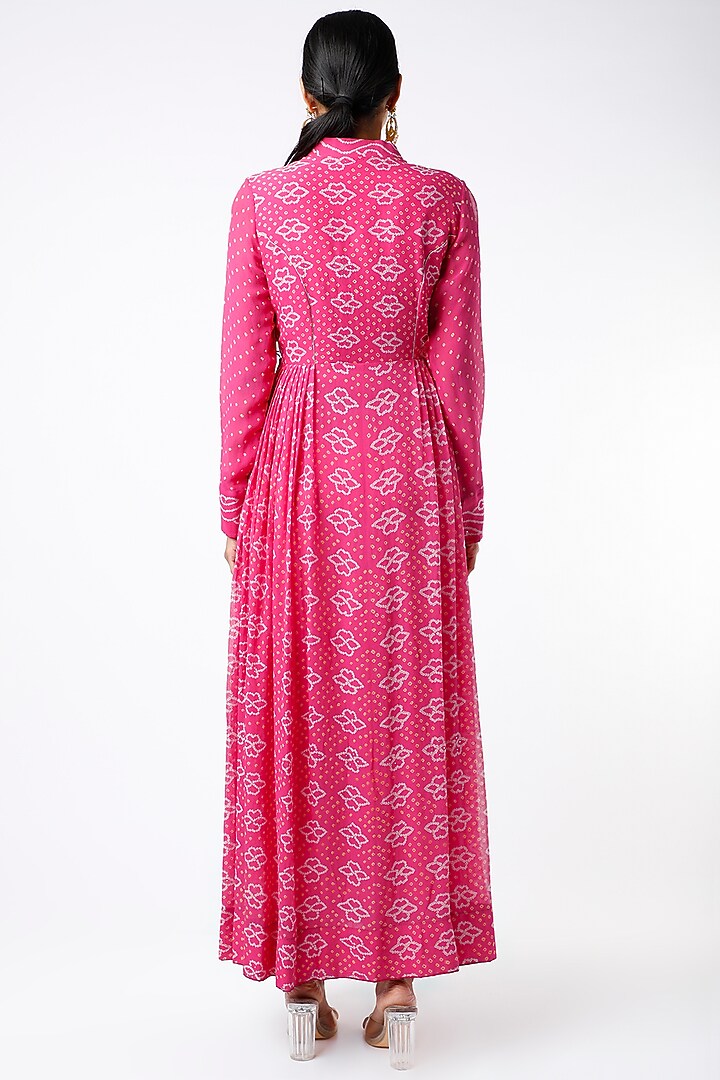 Pink Bandhani Printed Wrap Cocktail Dress by Naina Jain at Pernia's Pop Up Shop