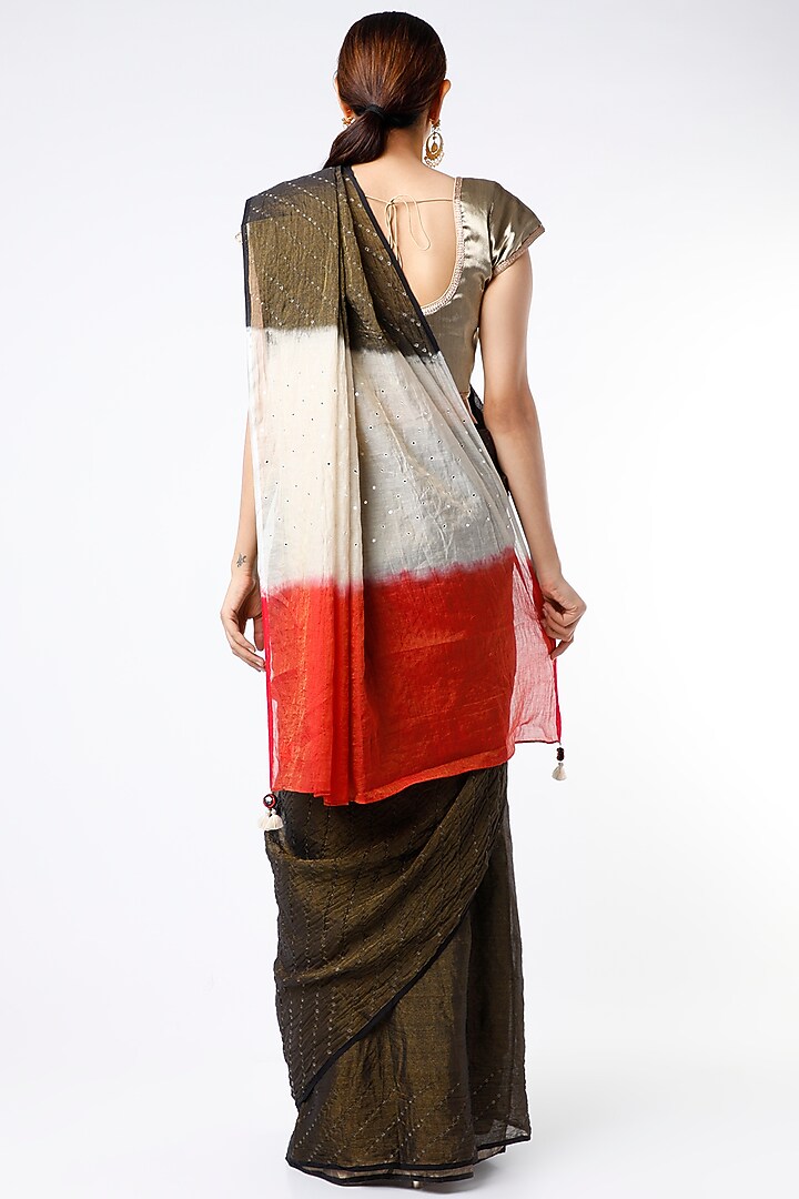 Black Party Wear Saree Set With Mirror Work by Naina Jain at Pernia's Pop Up Shop
