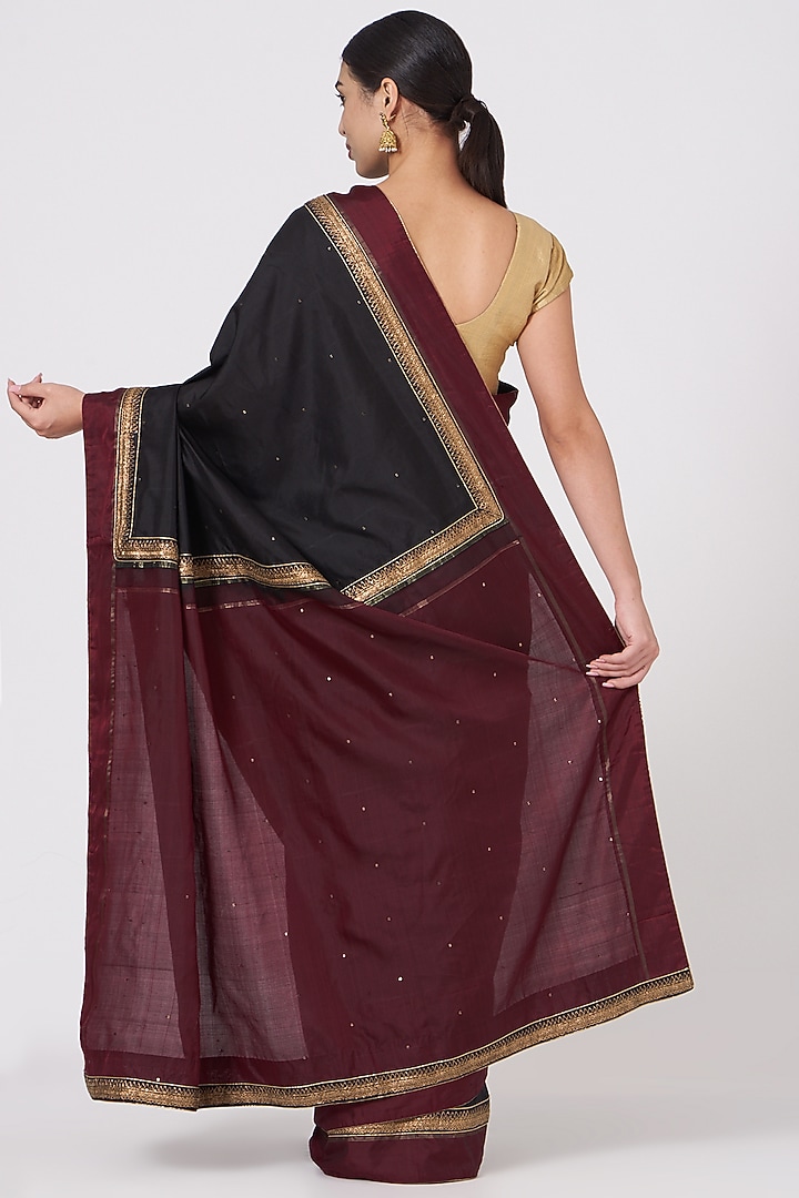 Black Hand Embroidered Kanjeevaram Wedding Saree by Naina Jain at Pernia's Pop Up Shop