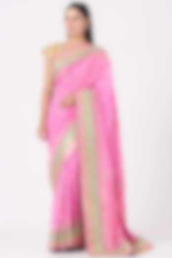 Pink Handwoven Banarasi Saree by Naina Jain