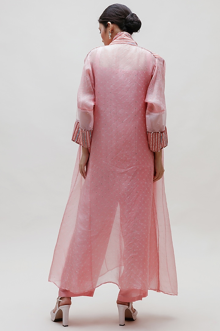 Peach Organza Jacket Set by Naina Jain at Pernia's Pop Up Shop