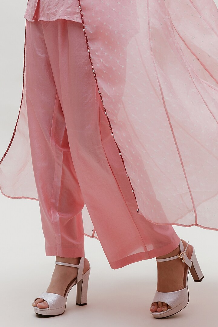 Peach Organza Jacket Set by Naina Jain at Pernia's Pop Up Shop