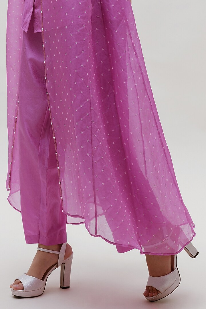 Lavender Organza Printed Jacket Set by Naina Jain at Pernia's Pop Up Shop