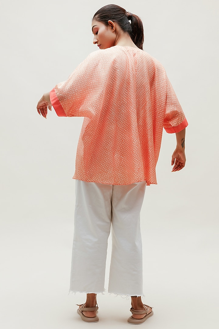 Peach Pure Silk Shirt by Naina Jain at Pernia's Pop Up Shop