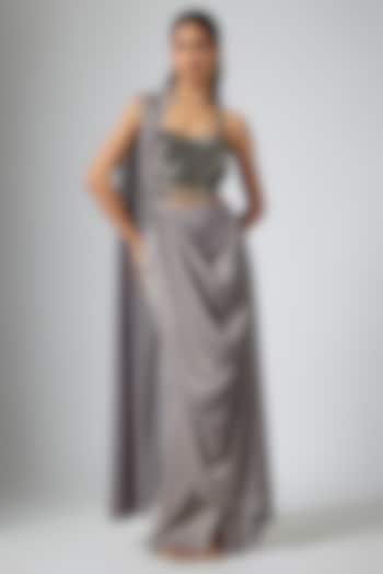 Mud Gold Shimmer Draped Wedding Saree Set by Namrata Joshipura at Pernia's Pop Up Shop