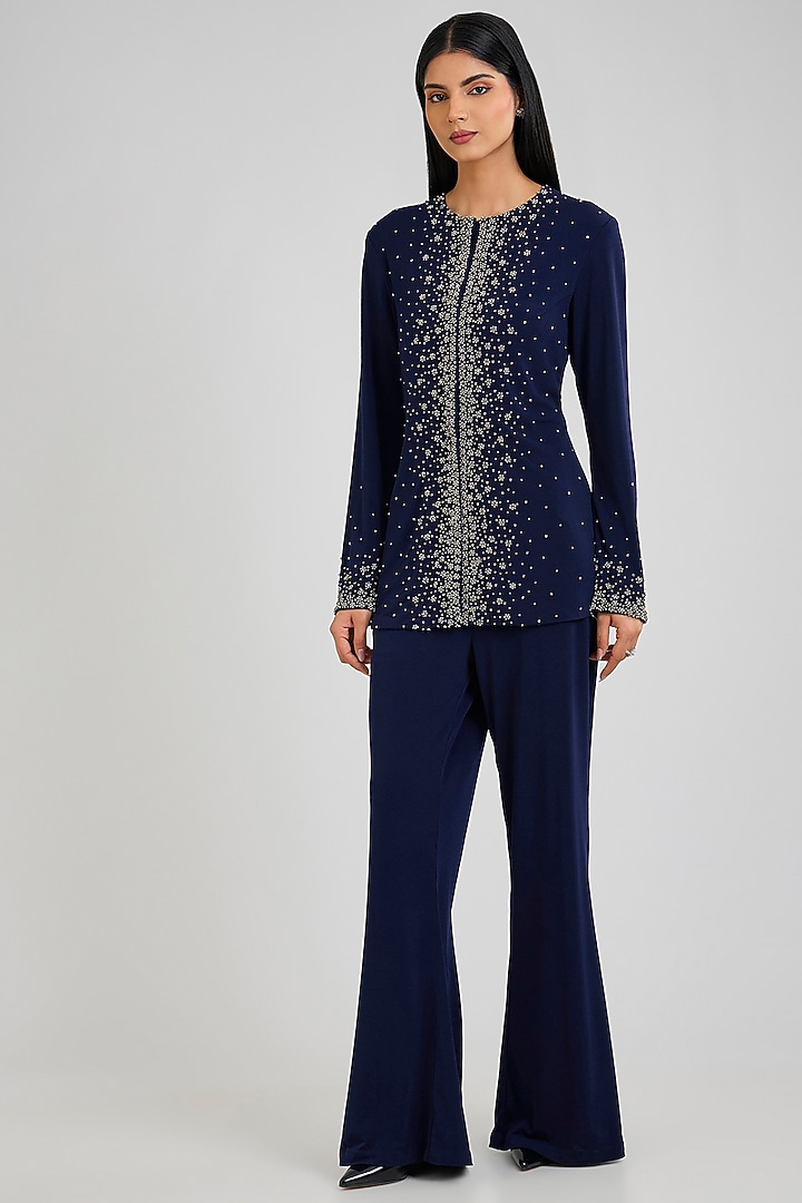 Navy Jersey Co-Ord Set by Namrata Joshipura at Pernia's Pop Up Shop