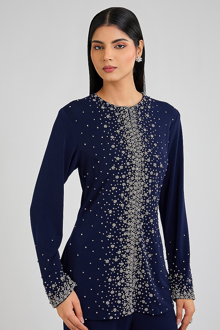 Navy Jersey Co-Ord Set by Namrata Joshipura at Pernia's Pop Up Shop