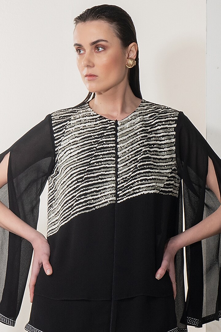 Black Embellished Top With Inner by Namrata Joshipura at Pernia's Pop Up Shop