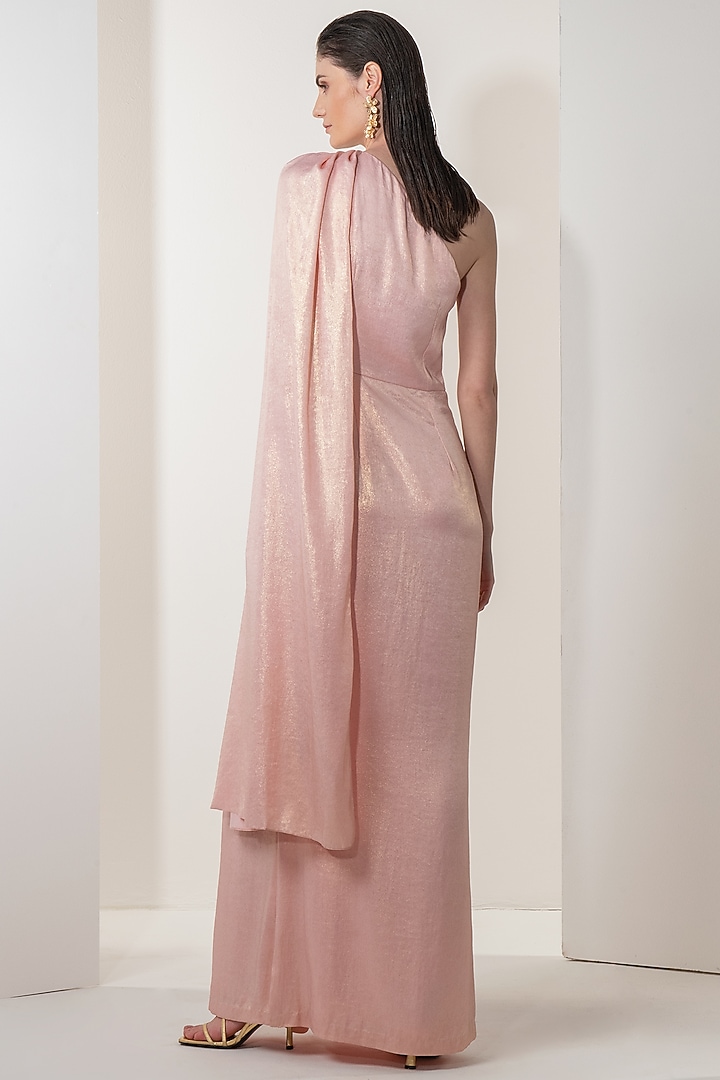 Rose Gold Embellished Wedding Saree Gown by Namrata Joshipura at Pernia's Pop Up Shop
