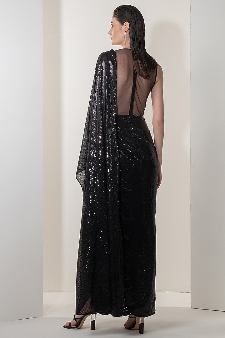Black Embellished Wedding Saree Gown by Namrata Joshipura at Pernia's Pop Up Shop