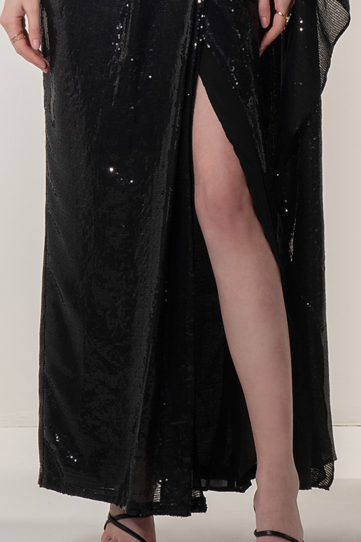 Black Embellished Wedding Saree Gown by Namrata Joshipura at Pernia's Pop Up Shop