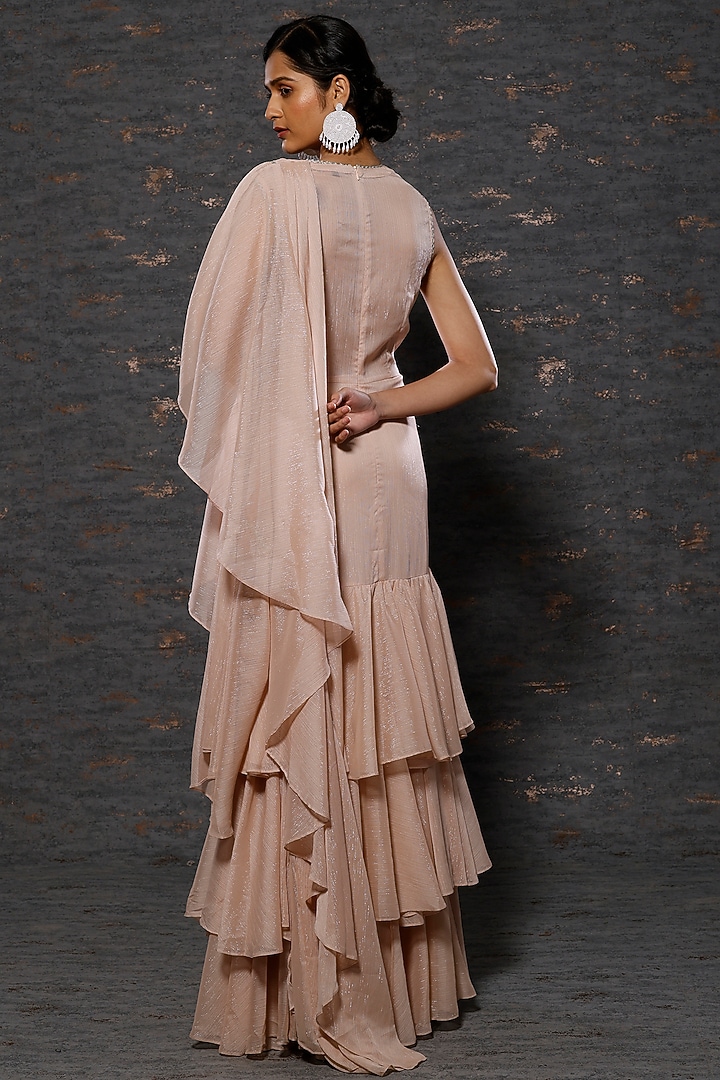Peach Embellished Wedding Gown Saree by Namrata Joshipura at Pernia's Pop Up Shop