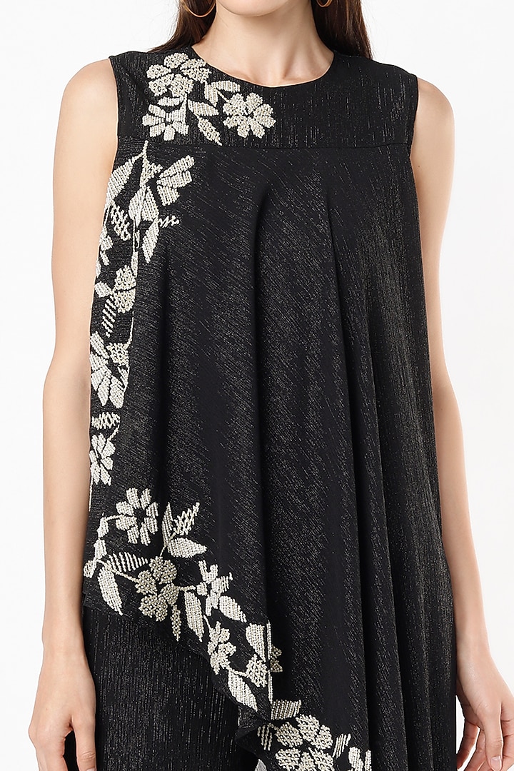 Black Shimmer Chiffon Jumpsuit by Namrata Joshipura at Pernia's Pop Up Shop