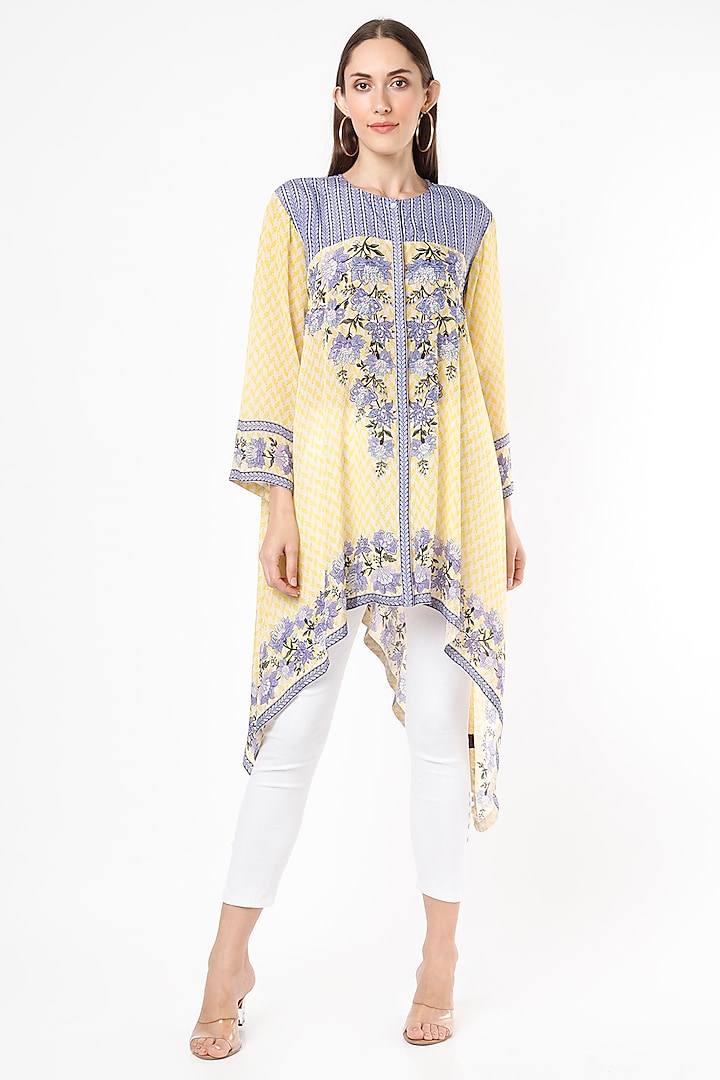 Yellow Hand Embellished Tunic by Namrata Joshipura