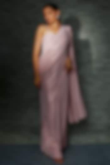 Pink Shimmer Jersey Draped Saree Set by Namrata Joshipura at Pernia's Pop Up Shop