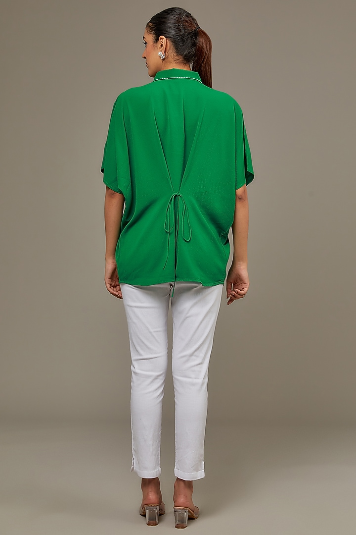 Green Bubble Georgette Top by Namrata Joshipura at Pernia's Pop Up Shop