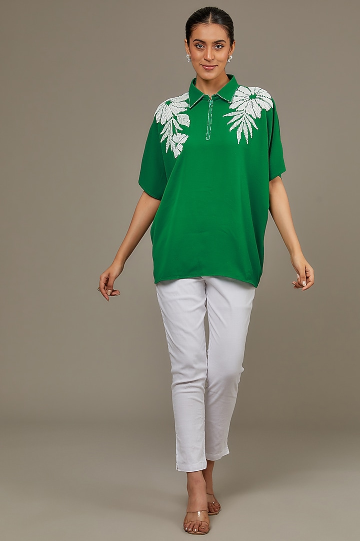 Green Bubble Georgette Top by Namrata Joshipura at Pernia's Pop Up Shop