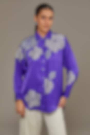 Purple Modal Linen Shirt by Namrata Joshipura