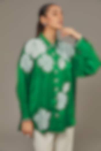Green Modal Linen Shirt by Namrata Joshipura at Pernia's Pop Up Shop