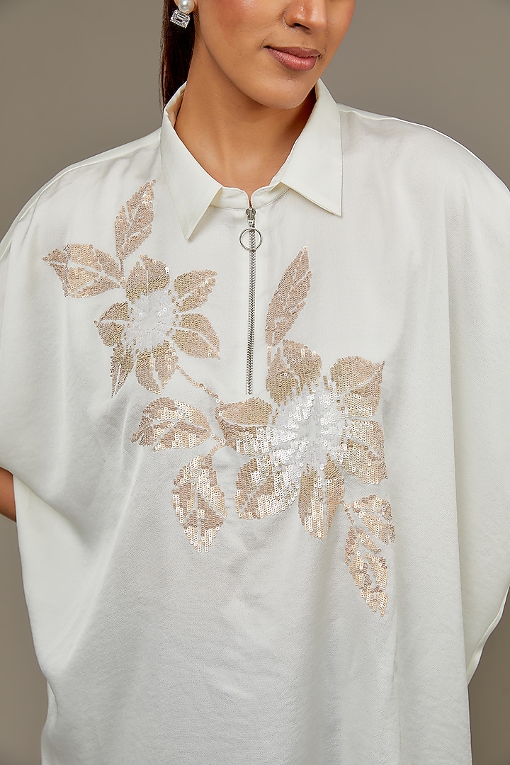 Ivory Satin Top by Namrata Joshipura at Pernia's Pop Up Shop