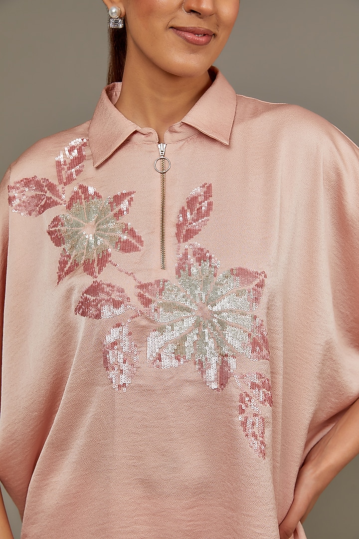 Peach Satin Top by Namrata Joshipura at Pernia's Pop Up Shop