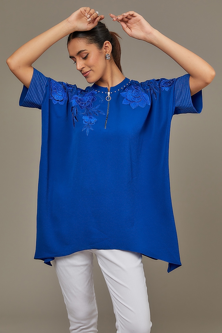 Blue Bubble Georgette Top by Namrata Joshipura at Pernia's Pop Up Shop