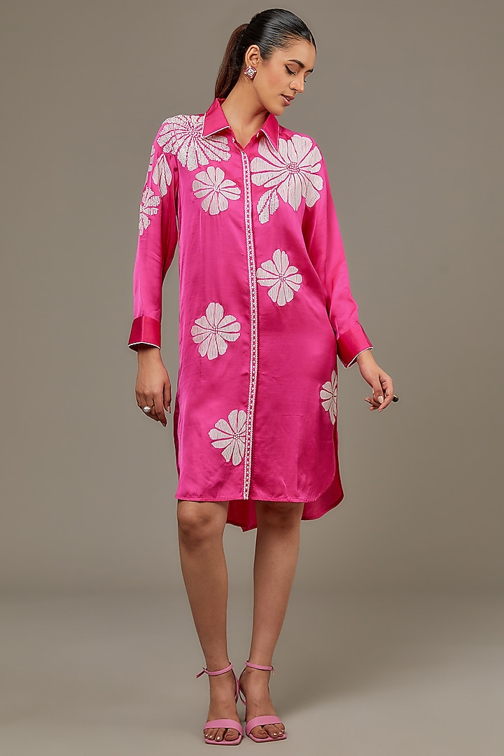 Fuchsia Pink Modal Linen Tunic by Namrata Joshipura at Pernia's Pop Up Shop