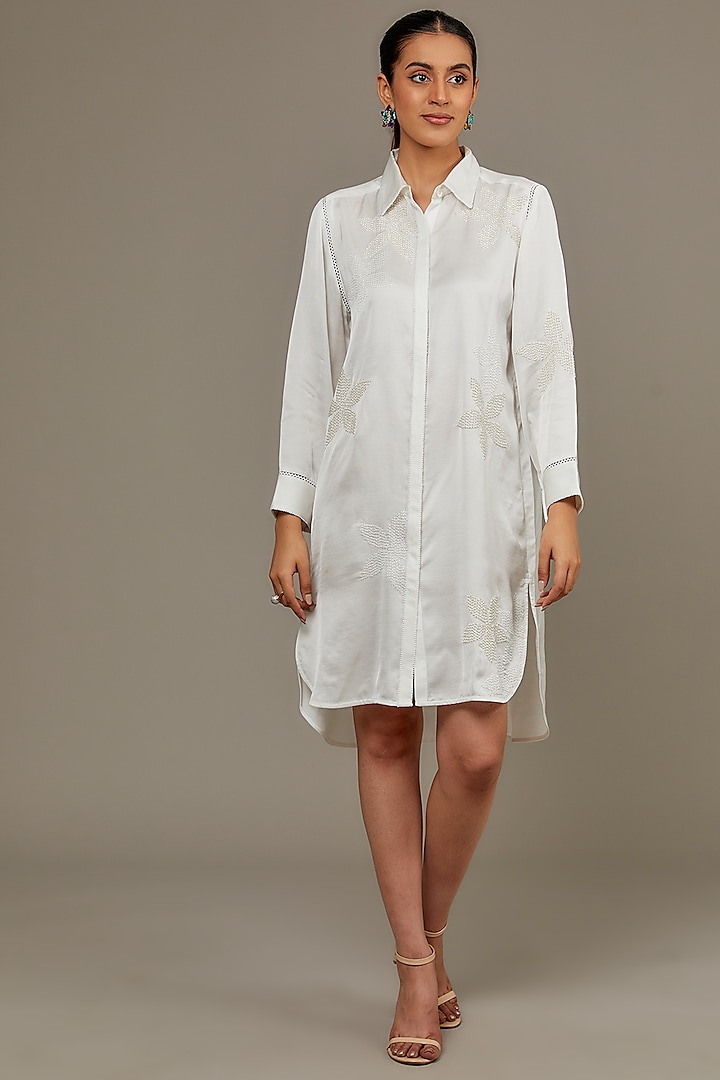 Ivory Modal Linen Tunic by Namrata Joshipura