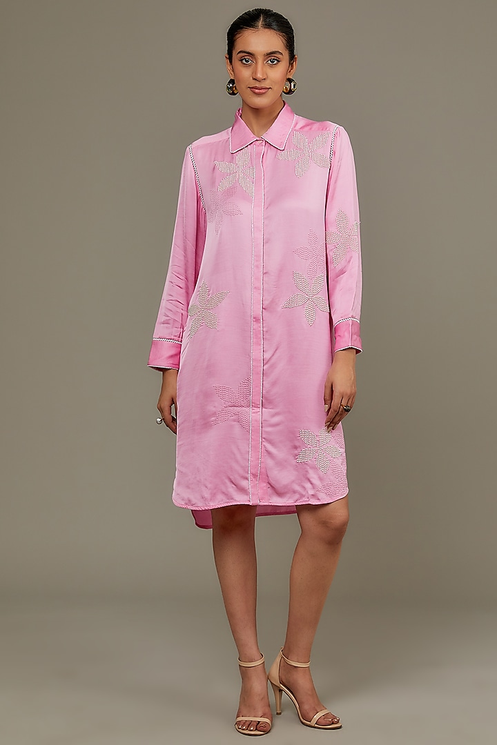 Light Pink Modal Linen Tunic by Namrata Joshipura