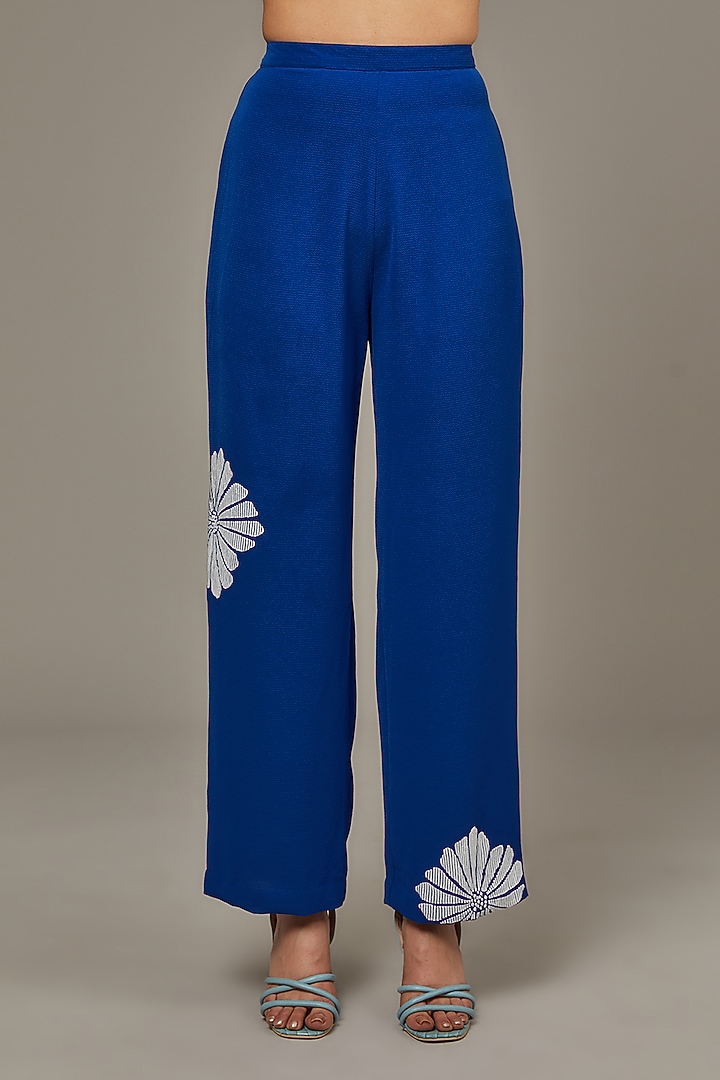 Blue Texture Crepe Co-Ord Set by Namrata Joshipura at Pernia's Pop Up Shop